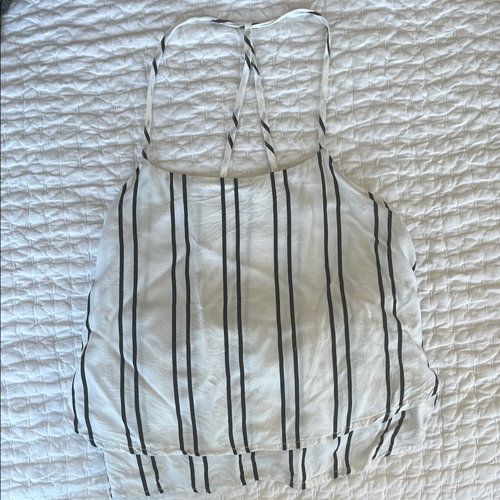 Striped White and Black Women's Top